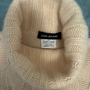 AIDA BARNI pink 100% cashmere cable top XS + Free RL Polo Denim Jacket S